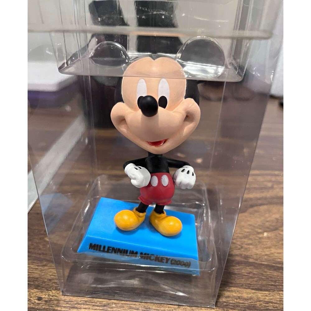 Disney Millennium Mickey Mouse 2000 Figurine Bobblehead Blue Base In Box